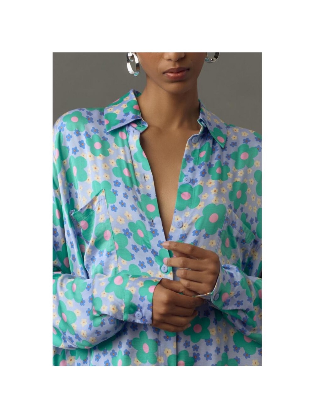 Anthropologie Corey Lynn
Calter Printed Shirt Dress Long Sleeve Blue Size2X NWOT - Picture 5 of 14